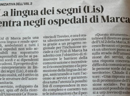 La lingua dei segni (LIS) entra negli ospedali di Marca